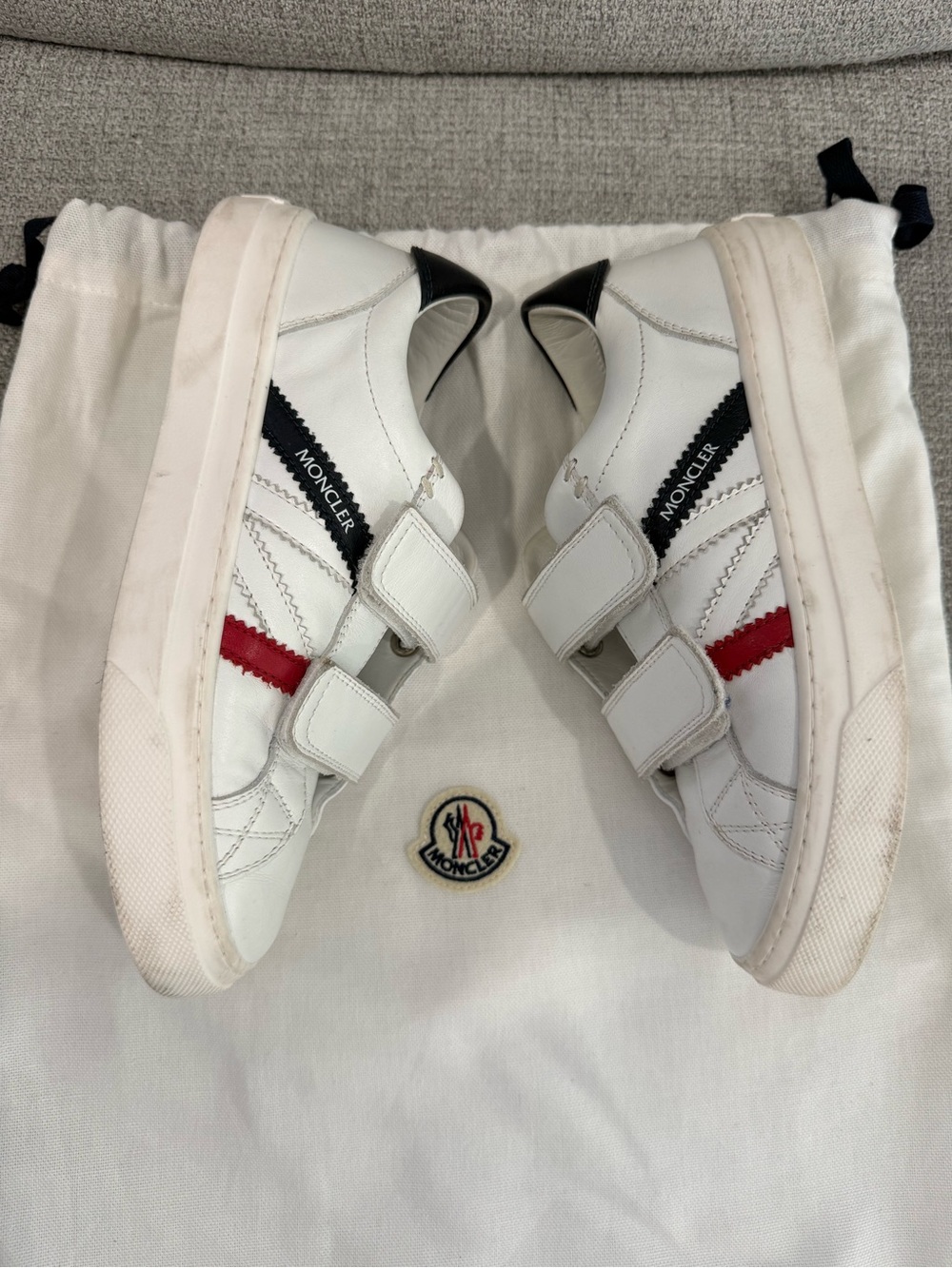 Moncler Boys Monaco Low Sneakers with Red & Navy Accents